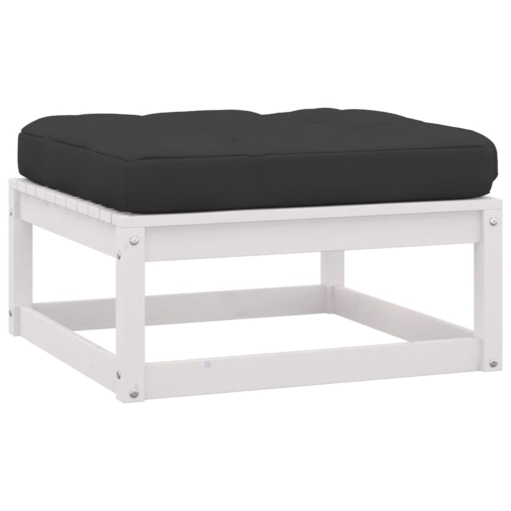 11-tlg. Garten-Lounge-Set mit Kissen Weiss Kiefer Massivholz